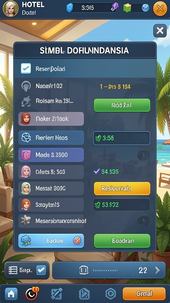 Screenshot menunjukkan karakter yang dapat dikustomisasi dengan berbagai pilihan.