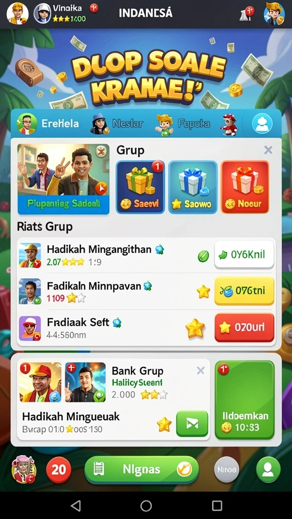 Screenshot memperlihatkan tantangan level yang berwarna-warni.